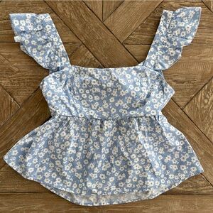 Altar'd State Blue and White Floral Top